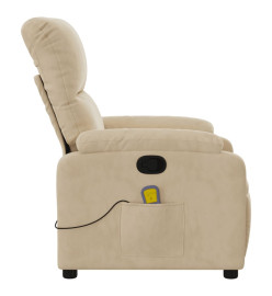 Fauteuil inclinable de massage crème tissu microfibre