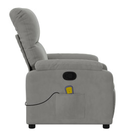 Fauteuil inclinable de massage gris clair tissu microfibre