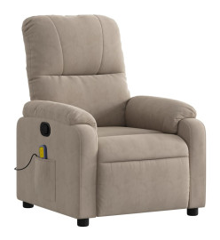 Fauteuil inclinable de massage taupe tissu microfibre