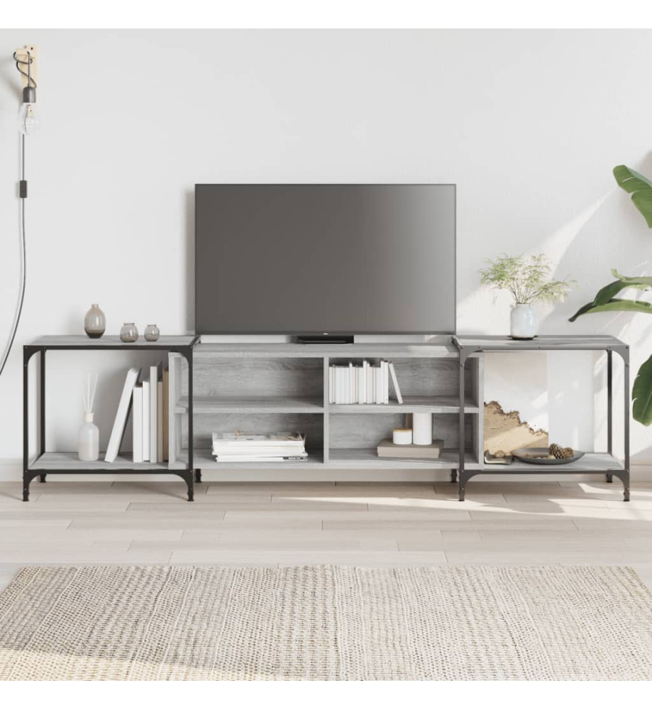 Meuble TV sonoma gris 203x37x50 cm Bois d'ingénierie