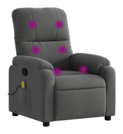 Fauteuil inclinable de massage gris foncé tissu microfibre