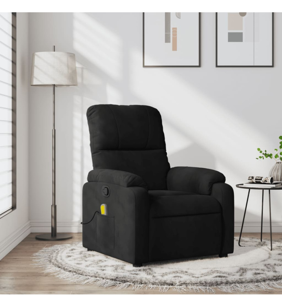 Fauteuil inclinable de massage noir tissu microfibre