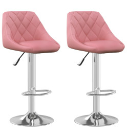 Tabourets de bar lot de 2 rose velours