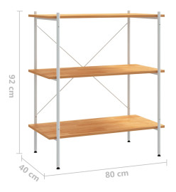 Étagère à 3 niveaux Blanc et chêne 80x40x92 cm