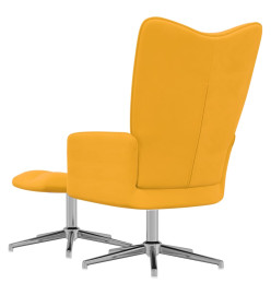 Chaise de relaxation avec repose-pied Jaune moutarde Velours