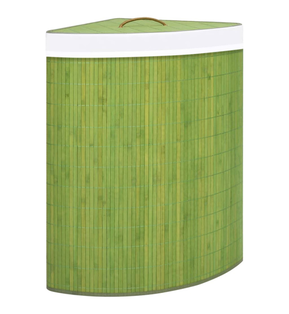 Panier à linge d'angle Bambou Vert 60 L