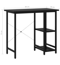 Bureau d'ordinateur Noir 80x40x72 cm MDF et métal