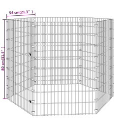 Cage à lapin 6 panneaux 54x80 cm Fer galvanisé