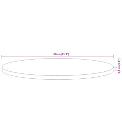 Dessus de table Ø80x2,5 cm rond bois massif d'acacia