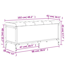 Banc de rangement chêne sonoma 102x42x45 cm bois d'ingénierie