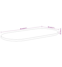 Dessus de table 80x40x3,8 cm ovale bois massif d'acacia