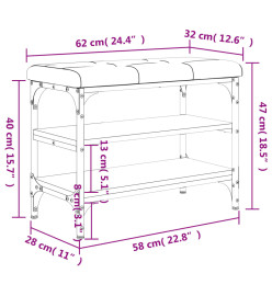 Banc à chaussures chêne sonoma 62x32x47 cm bois d'ingénierie