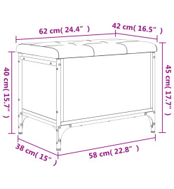 Banc de rangement chêne fumé 62x42x45 cm bois d'ingénierie