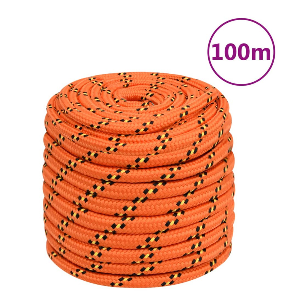 Corde de bateau Orange 16 mm 100 m Polypropylène