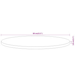 Dessus de table Ø80x3,8 cm rond bois massif d'acacia