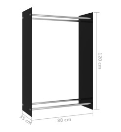 Portant de bois de chauffage Noir 80x35x120 cm Verre