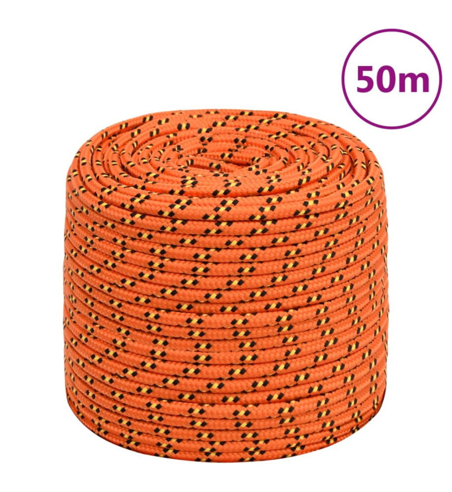 Corde de bateau Orange 8 mm 50 m Polypropylène