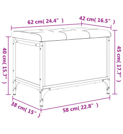 Banc de rangement noir 62x42x45 cm bois d'ingénierie