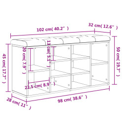 Banc à chaussures chêne marron 102x32x50 cm bois d'ingénierie