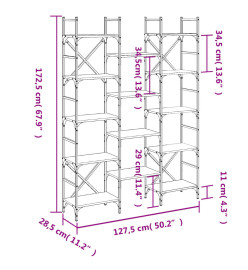 Bibliothèque chêne marron 127,5x28,5x172,5 cm bois d'ingénierie