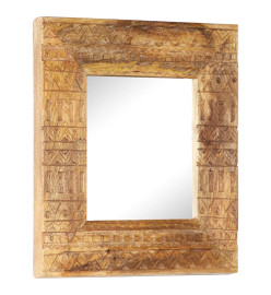 Miroir sculpté à la main 50x50x11 cm Bois de manguier solide