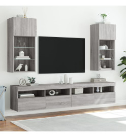 Meuble TV avec lumières LED sonoma gris 40,5x30x90 cm