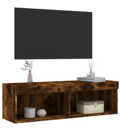 Meuble TV avec lumières LED chêne fumé 100x30x30 cm