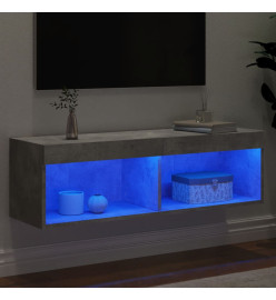 Meuble TV avec lumières LED gris béton 100x30x30 cm