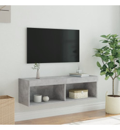 Meuble TV avec lumières LED gris béton 100x30x30 cm