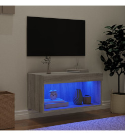 Meuble TV avec lumières LED sonoma gris 60x30x30 cm