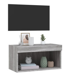 Meuble TV avec lumières LED sonoma gris 60x30x30 cm