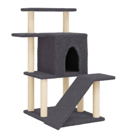 Arbre à chat avec griffoirs en sisal gris foncé 97 cm