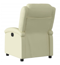 Fauteuil inclinable crème cuir véritable