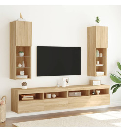 Meuble TV avec lumières LED chêne sonoma 30,5x30x102 cm