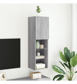 Meuble TV avec lumières LED sonoma gris 30,5x30x102 cm