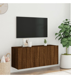 Meuble TV mural chêne marron 100x30x41 cm