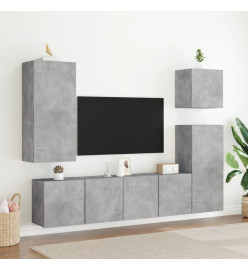 Meuble TV mural gris béton 80x30x41 cm