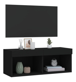 Meuble TV avec lumières LED noir 80x30x30 cm