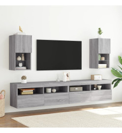 Meubles TV avec lumières LED 2 pcs sonoma gris 30,5x30x60 cm