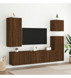 Meuble TV mural chêne marron 80x30x41 cm