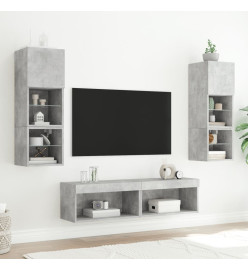 Meubles TV avec lumières LED 2 pcs gris béton 60x30x30 cm