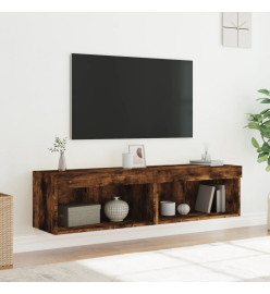 Meubles TV avec lumières LED 2 pcs chêne fumé 60x30x30 cm