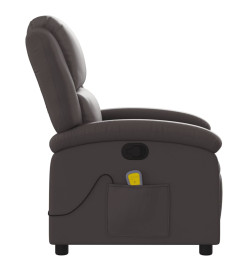 Fauteuil inclinable de massage marron foncé cuir véritable