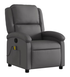 Fauteuil de massage inclinable gris cuir véritable