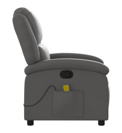 Fauteuil de massage inclinable gris cuir véritable