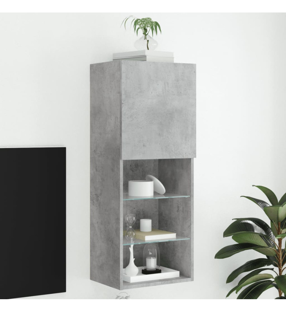 Meuble TV avec lumières LED gris béton 40,5x30x102 cm