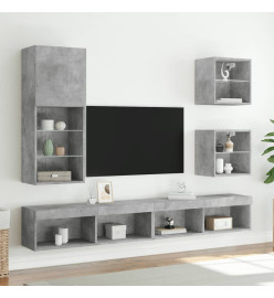 Meuble TV avec lumières LED gris béton 40,5x30x102 cm