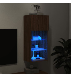 Meuble TV avec lumières LED chêne marron 40,5x30x90 cm