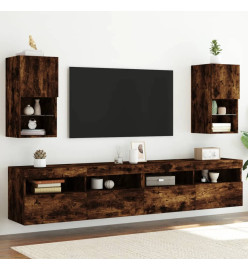 Meubles TV avec lumières LED 2 pcs chêne fumé 30,5x30x60 cm