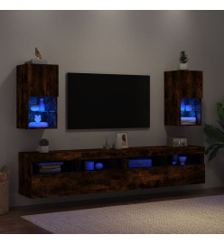 Meubles TV avec lumières LED 2 pcs chêne fumé 30,5x30x60 cm